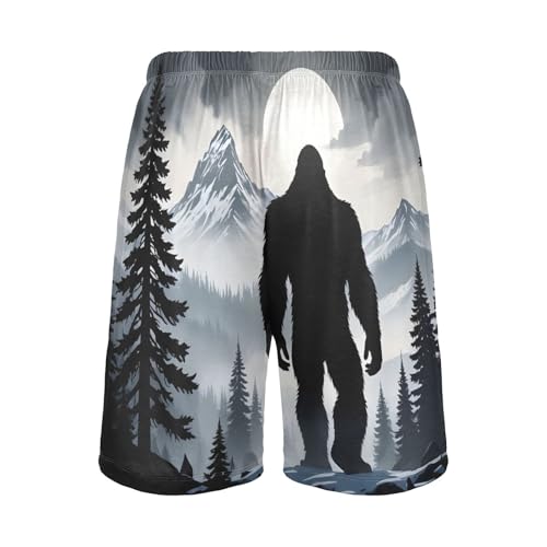 Night Sasquatch Men's Sleep Shorts Pajama Pants with Side Pockets Elastic Waistband Drawstring2