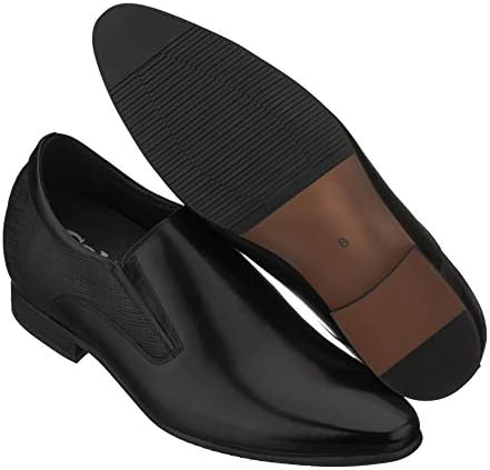 CALTO Men's Invisible Height Increasing Elevator Shoes - Black Leather Slip-on Formal Dress Loafers- 3 Inches Taller - Y5530 - Size 9 D(M) US | Image 4