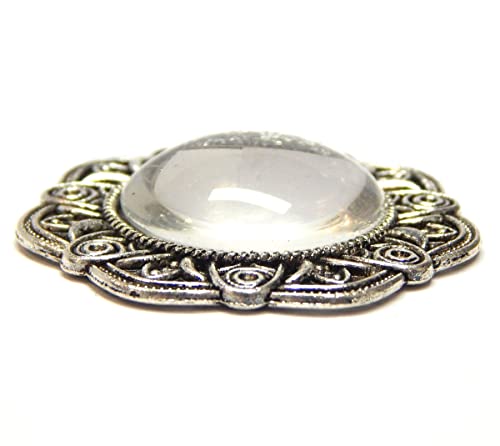 Perlin Set of 4 Metal Pendant Lockets Charm and 20 mm Round Clear Glass Cabochon, Silver Setting Frame Super Look Craft Set - Image 3