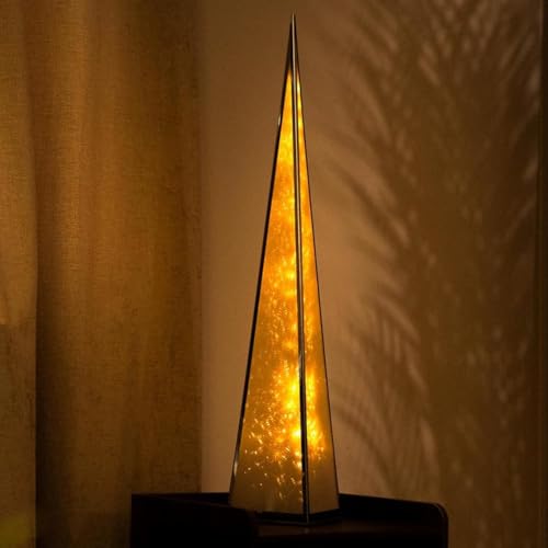 Marco Paul LED Cone Christmas Tree Light Decorations - 60cm Indoor Artifical Christmas Tree Warm White Illuminated Triangle Tree for Festive Table Top Decor and Mantlepiece
