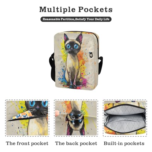 messenger bag for men Crossbody Bags For Women Women's Purse Adjustable Strap for Outdoor Daily Outdoor Daily- Chic Siamese Cat2