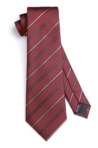 Image of HISDERN Mens Ties Solid Color Tie and Pocket Square Set Classic Woven Formal Neckties & Handkerchief Wedding Party