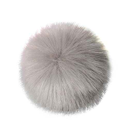 fef33g Creazy DIY Faux Fox Fur Fluffy Pompom Ball for Knitting Hat Hats (Gray)