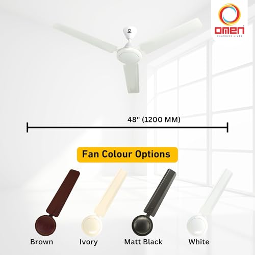 Image of Omen Changing Lives 1200mm Aeroclassic Ceiling Fan For Home| BEE Star Rated| Elegant Looks | Superior Air Delivery & Outstanding Performance |Strong and Powerful Motor | 2-Year Warranty | (White)
