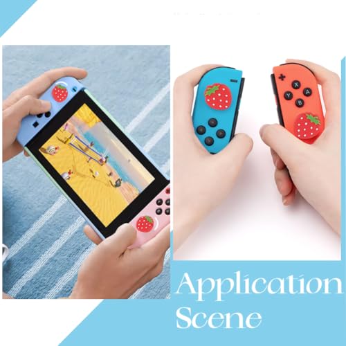 Image of GORGECRAFT 4Pcs Strawberry Joystick Caps Fruit Soft Silicone Thumb Grips Analog Stick Replacement Cover Switch Buttons Protective Anti-Slip Thumbstick Covers for Switch Controller 0.8x0.7 inch