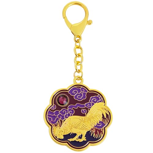Porte-clés coq zodiaque chinois et amulette de confiance pour les clés
