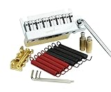 Guyker Guitar Tremolo Bridge String Spacing 10.8MM with Brass Saddle & Block & Steel Base Plate, Non-locking 2 Point Double Shake 7 String Guitar Bridge Pop-In Vibrato Bar CNC Machine, Chrome GG1009-7