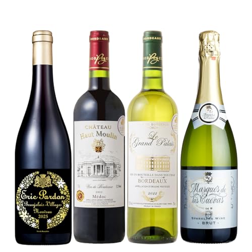 ボジョレーヌーボー2025 ボージョレ・ヌーボー 2025 解禁日以降のお届け 新酒 ボジョレー ヌーヴォー 2025 エリックパルドン 1本＆ ワイン 3本 パーティ MIX 750ml×4本セット 赤 白 泡 スパークリング ワイン館ビバヴィーノのサムネイル