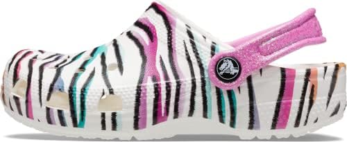 Crocs Kids' Classic Animal Print Clog, White/Multi, 2 Little Kid