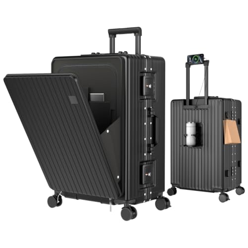 [Vivcon] �X�[�c�P�[�X �t�����g�I�[�v�� �L�����[�P�[�X �A���~�t���[�� 100%PC�ގ� ���@�\�L�����[�o�b�O TSA���b�N���� �y�� �ϏՌ� �É� 360�x��] ��e�� ���s �r�W�l�X �o�� (�u���b�N, M�T�C�Y /65L (4�`7��))