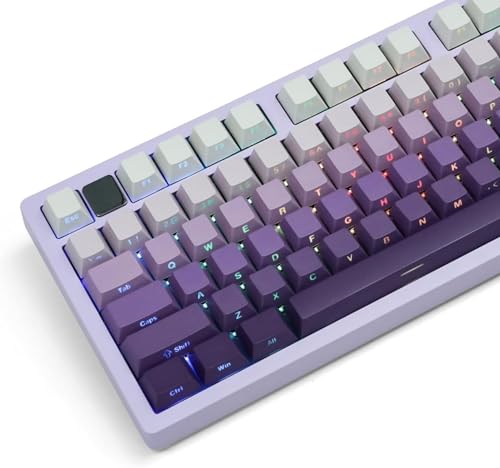 Key Caps Womier Purple 136 Keys Cherry Profile PBT Double Schottky Caps Full Set for 60% 65% 75% 100% Cherry Gateron MX Switch Keyboard Gradient Purple