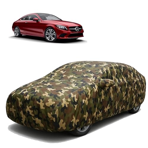 Image of Sulfar 100% Waterproof Car Body Cover Compatible with Mirror for Mercedes Benz C200 with Long Lasting Durable Material (Triple Stitched, Full Bottom Elastic, Camouflage Army)