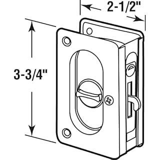 Prime-Line N 7367 Pocket Door Privacy Lock with Pull - Replace Old or Damaged Pocket Door Locks Quickly and Easily – Satin Nickel, 3-3/4” (Single Pack)