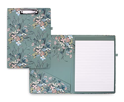 Vera Bradley Clipboard Folio With Refillable Lined Notepad, Padfolio With Interior Pocket And Pen Loop, Sunlit Garden Greek Sage #TOP20