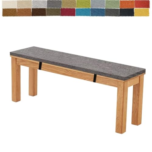 Firsttry ダイニングベンチ クッション 椅子用 長座布団 110*35*3 高密度メモリーフォーム 高反発 カバーが洗える ストラップ付き 四角形 シートクッション 食卓椅子用座布団 すべり止め付き お尻に優しい 鈍色