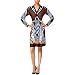 NY Collection Women's Long Sleeve Pointed Collar Printed Shirt Dress