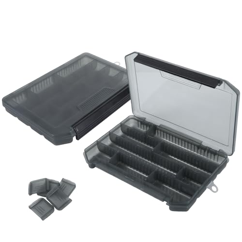 Lot de 2 boîtes à appâts de pêche, en plastique,...