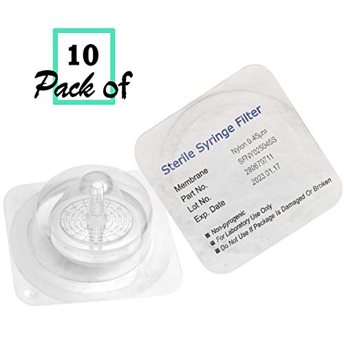 Biomed Scientific Sterile Syringe Filters Nylon 25 mm Diameter 0.45 um Pore Size Individually Packaged 10/pk
