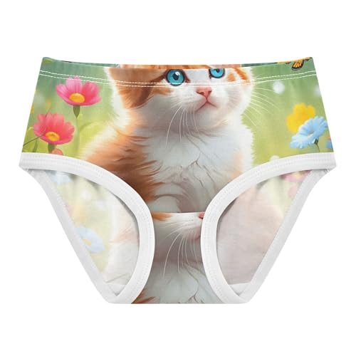 Toddler Girls Underwear 2t Cotton Little Girl Panties Fun Print Kids Briefs Undies Adorable Orange Kitten Colorful