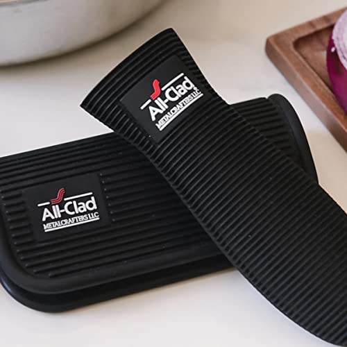 All-Clad-Silicone-Grip-Set-100-Silicone-Flexible-Heat-Resistant-Ribbed-Grip-Set-Perfect-for-Cast-Iron-Steel-or-Glass-2-Piece-BlackGrey All Clad Silicone Grip Set 100 Silicone Flexible Heat Resistant Ribbed Grip Set Perfect for Cast Iron Steel or Glass 2 Piece BlackGrey