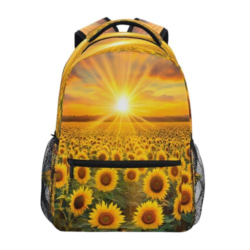 Sunflower Field Backpack for School Boys Girls Adults Kids Bookbag Laptop Bag 15L