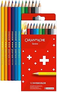 Caran d'Ache Swisscolor Cardboard Case with 12 Waterproof Colouring Pencils