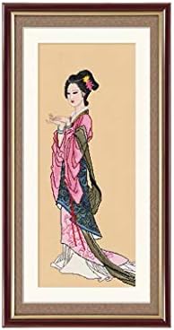 Beatuiful Oriental Ancient Chinese Women Asian Motive Stamped Cross Stitch Kit, 14.6" x 31.5"