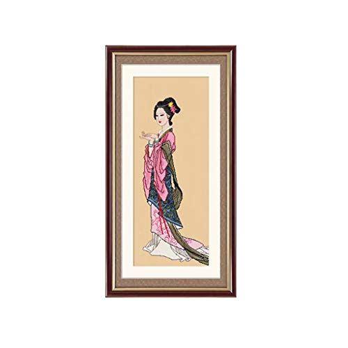 Beatuiful Oriental Ancient Chinese Women Asian Motive Stamped Cross Stitch Kit, 14.6" X 31.5" #TOP6