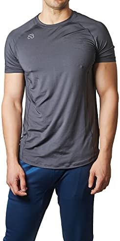 Brutal Buddha Men's Premium Performance Shirt, Training and Exercise Shirt, Breathable & Sweat Wicking Workout Shirt for Men, Midnight Grey, L