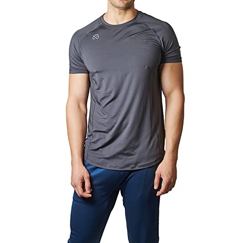 Brutal Buddha Men's Premium Performance Shirt, Training And Exercise Shirt, Breathable & Sweat Wicking Workout Shirt For Men, Midnight Grey, L #TOP1