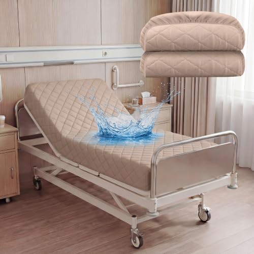 Lounsweer 2 Pcs Bed Mattress Protector Waterproof, 80 x 36 x 12in, Khaki