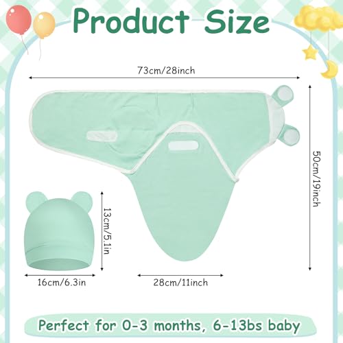 Image of Ramede 6 Pack Swaddle Blanket with Hats for Baby Girl Boy 100% Cotton Swaddles 0-3 Months, Adjustable Breathable Skin Friendly Receiving Blanket Wrap, Essential for Newborns(Alpaca,Green)