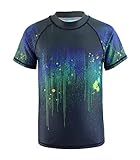 Qterdiz Niños Manga Corta Natación Camiseta Niños Secado Rápido Rashguard Bañador 110-164, 13-14 Años