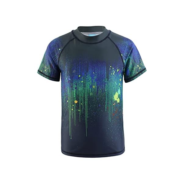 Aisyee Big Boys One Piece Rash Guard Swimsuits Short Sleeve Swim Shirt Bathing Suits Black Size 12/10-12 Years