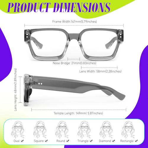 Image of Sunier Oversized Thick Square Fake Clear Lens Glasses Women Men 100% UV400