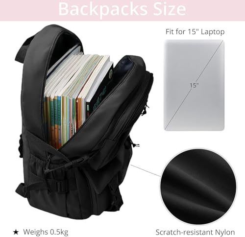 Oxford Cloth Harajuku Style Fresh Sweet Kawaii Campus Backpack Comes with Accessories Campus Travel Backpack with Pins, Black4