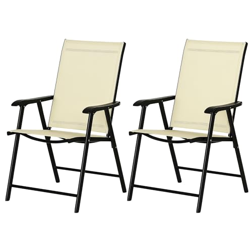 Outsunny Garden Dining Chair Garten-Esszimmerstuhl-Set, Metall, beige, Zweisitzer