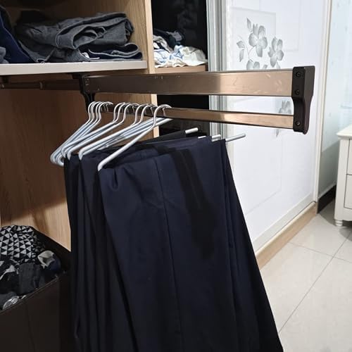Heavy Duty Extendable Pull Out Closet Rod - Adjustable Clothes Rail & Rack for Closet Organization, 2 Sliding Rails, Black, 19.7 Inch (500MM) - Maximize Storage Space