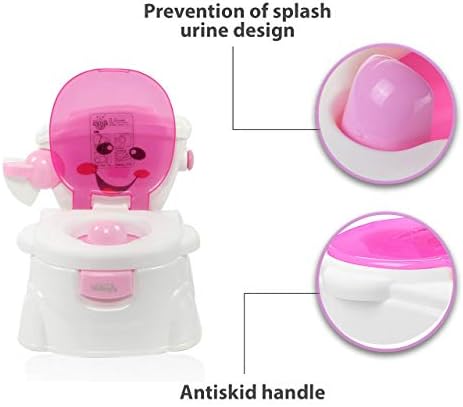 SA Products Kids Potty Training Toilet Seat with Splash Guard - Lightweight Portable Potty Great for Travel - Fun Kids Toilet Seat to Encourage Practice for Toddler Baby Children Infants - Pink
