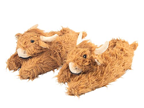 Highland Cow Slippers Cute Unisex Scottish Highland Cattle Cow House Fuzzy Shoes Animal Plush Slippers for Women&Men3