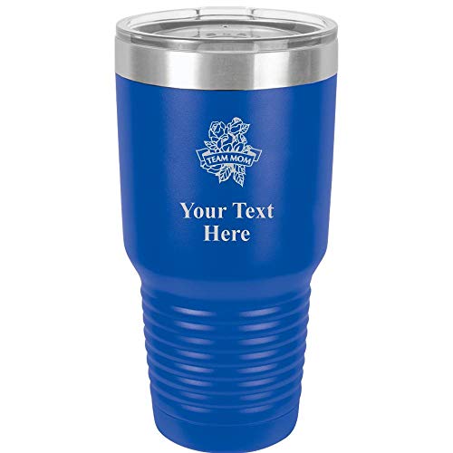 Team Mom Travel 30oz Royal Blue Stainless Steel Vacuum Insulated Hot/Cold Tumbler with Clear Lid - Great Customizable Gift For Any Special Event. BPA Free Prime
