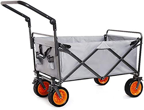 ZKHD Carrito De Carros De Vagones De La Utilidad Al Aire Libre Carro De La Tienda De Comestibles Carrito Plegable con Frenos Capacidad De Cuatro Ruedas Que Lleva La Carga De 200Kg