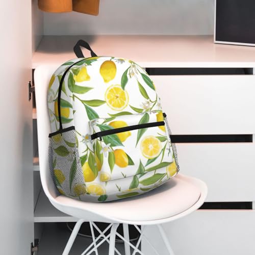 Sac à dos imprimé citrons noir polyvalent décontracté double épaule