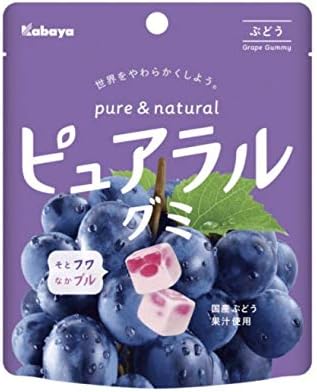 Gummies grape flavor fruit jelly Japanese snacks filled with real fruit 58 g. x 2 packs.