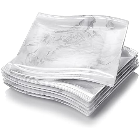 MALACASA Square Dinner Plates Set of 6 Cover