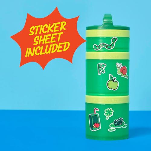 Image of Whiskware Solid Snack Containers, 3 Stackable Snack Cups, Green /Yellow
