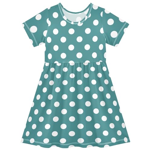 Emelivor Polka Dot Girls Summer Dress Toddler Casual Dresses Short Sleeve Dress Clothes for Girl,2T