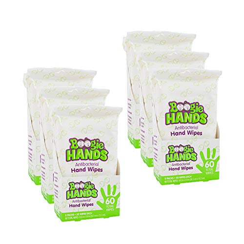Hand Sanitizer Wipes by Boogie Wipes, Alcohol-Free, Hypoallergenic and Moisturizing Aloe, Boogie Hand Wipes for Adults and Kids, 18 Packs of 20 (360 Total Wipes)