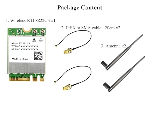 Tarjeta inalámbrica RTL8822CE con doble banda 2.4G/5GHz y Bluetooth 5.0, núcleo RTL8822CE-CG, alta velocidad y baja latencia para Jetson Xavier NX, Jetson Orin NX y Jetson Orin Nano miniatura 2