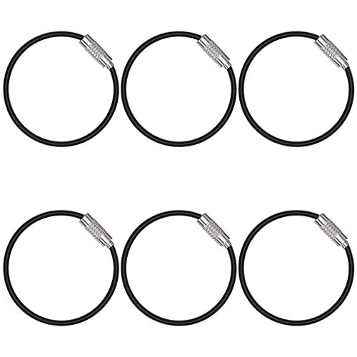 Image of Uniclife 4 Inch Wire Keychain Cable Large Stainless Steel Key Ring Loop Holder for Luggage Tag Keeper for Travel